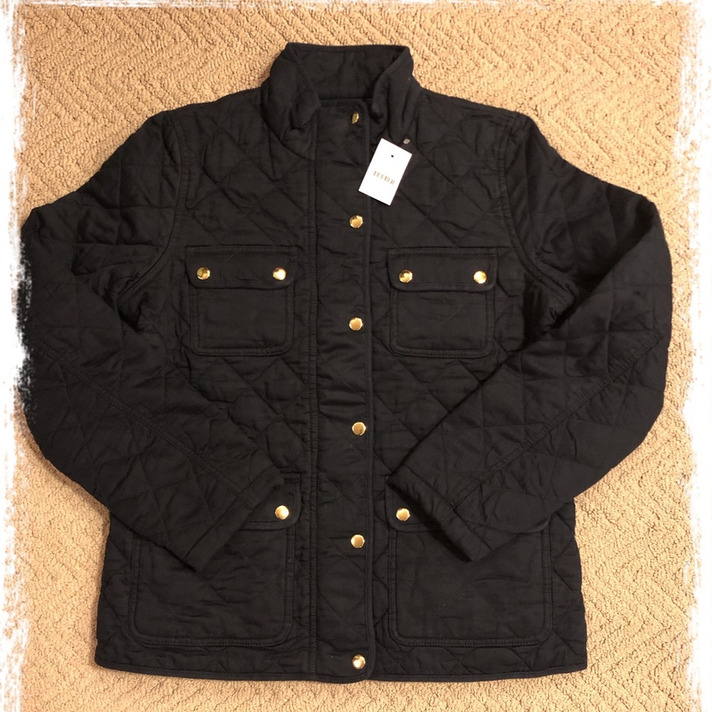 New J.Crew navy quilted field jacket